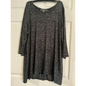 Coin 1804 Los Angeles Gray Space Dye Button Back Tunic Top 1X 6737X-BR